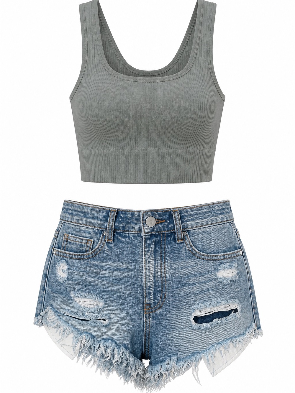KanCan Light Blue Distressed Denim Shorts